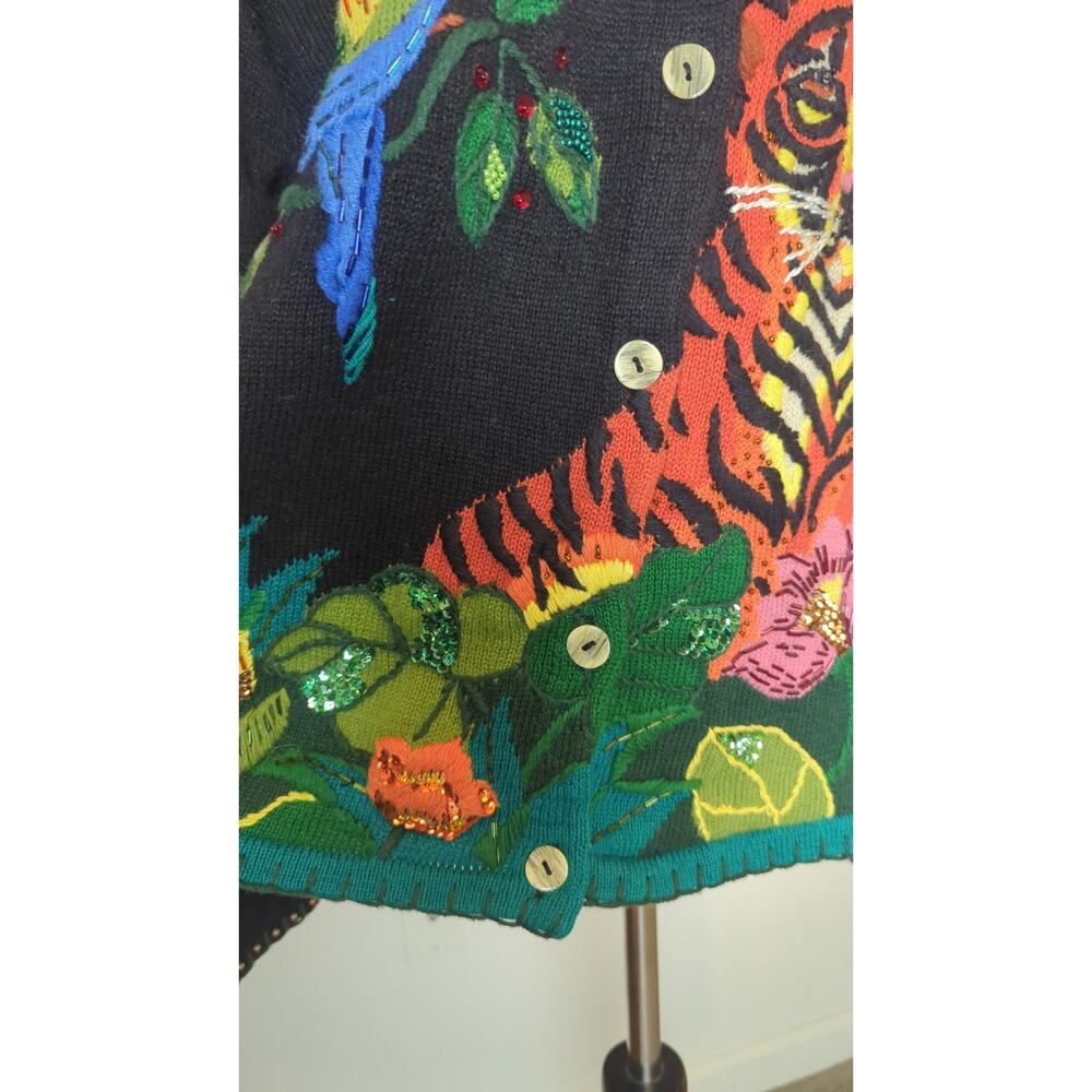 90's Maximalists Playful Art to Wear Button-down Knit Cardigan Women's XL - Picture 4 of 9